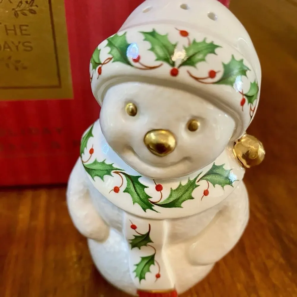 Vintage Lenox Snowman Salt And Pepper Shakers 1998 Christmas In Box Holiday.